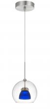 CAL Lighting UP-335-CL-BLUFR - Integrated Dimmable LED Glass Mini Pendant Light. 6W, 450 Lumen, 3000k