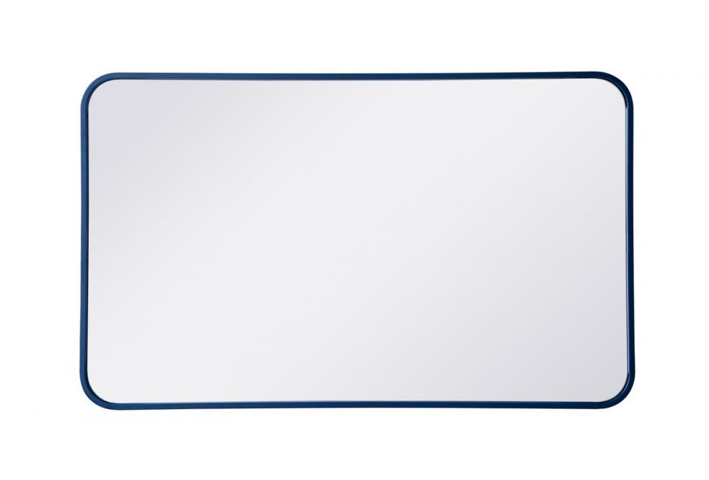 Soft Corner Metal Rectangular Mirror 22x36 Inch in Blue