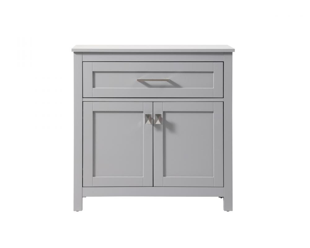 30 Inch Wide Bathroom Storage Freestanding Cabinet In Grey