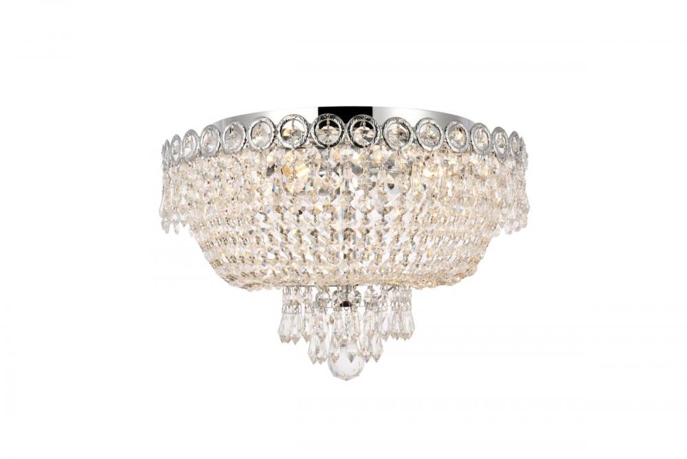 Century 4 Light Chrome Flush Mount Clear Royal Cut Crystal