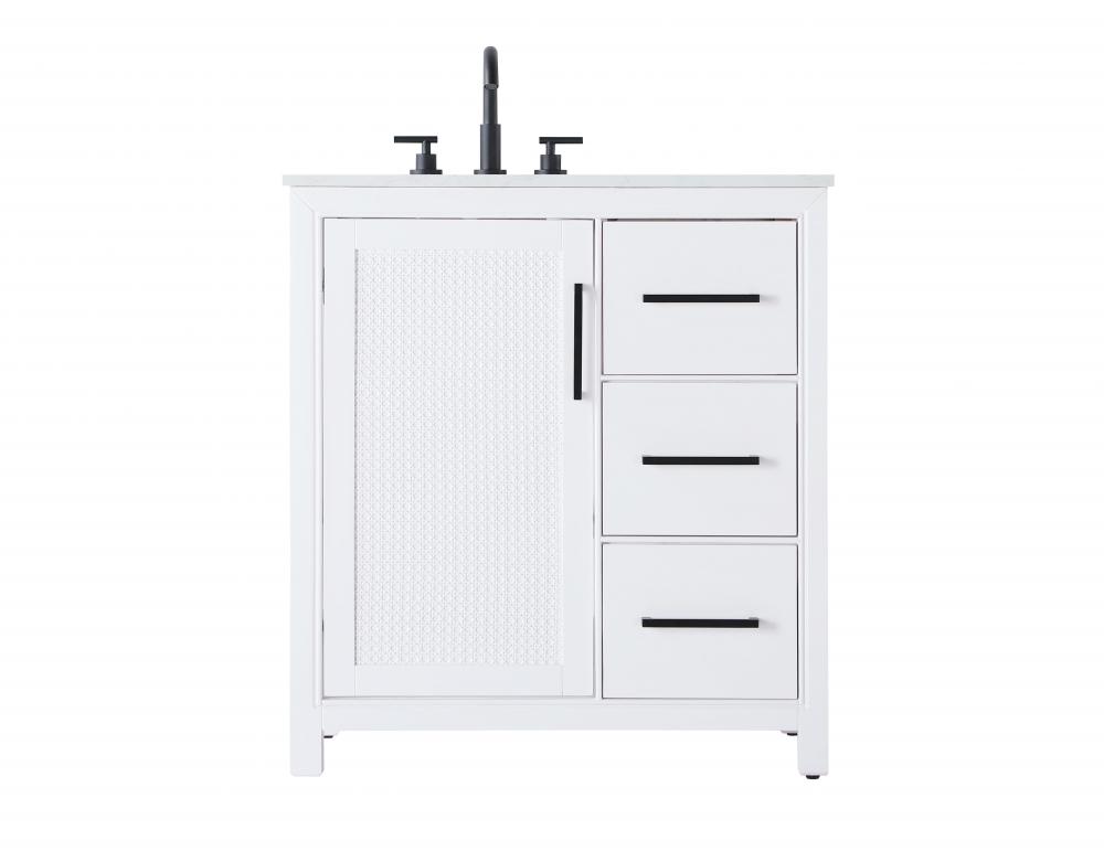 32 Inch Single Bathroom Vanity In White