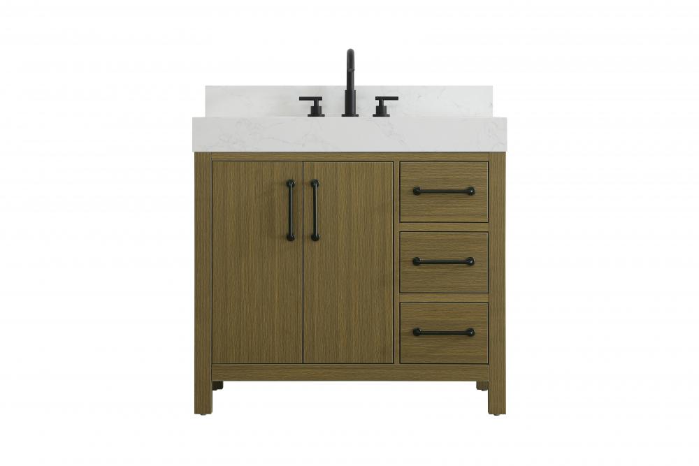 Vanity Cabinet 2DR 3DW 36"W x 22"D x 34"H Chestnut Brownw/BS