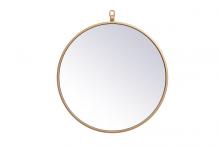 Elegant MR4718BR - Metal frame round mirror with decorative hook 18 inch in Brass