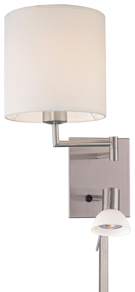 1 Light Swing Arm Wall Lamp With Reading Light