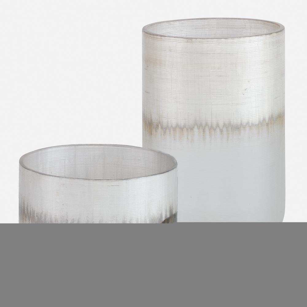 Uttermost Frost Silver Drip Glass Vases Set/2